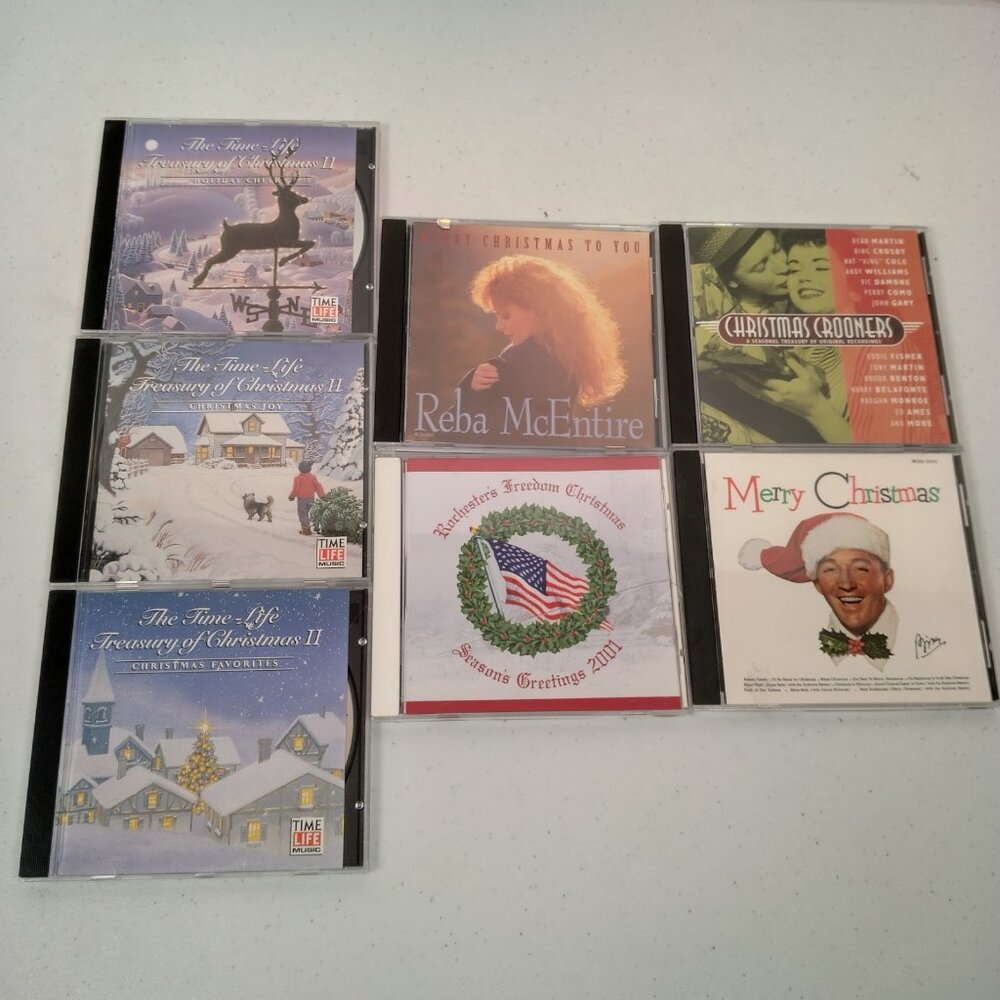 Christmas Music CD Lot Mixed 7 Discs Time Life Treasury Rochesters Freedom Reba